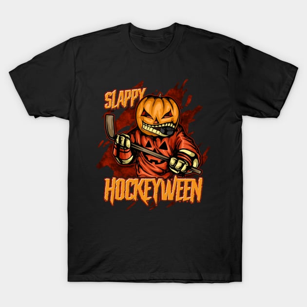 Hockey Slappy Hockeyween Sports Humor T-Shirt by E